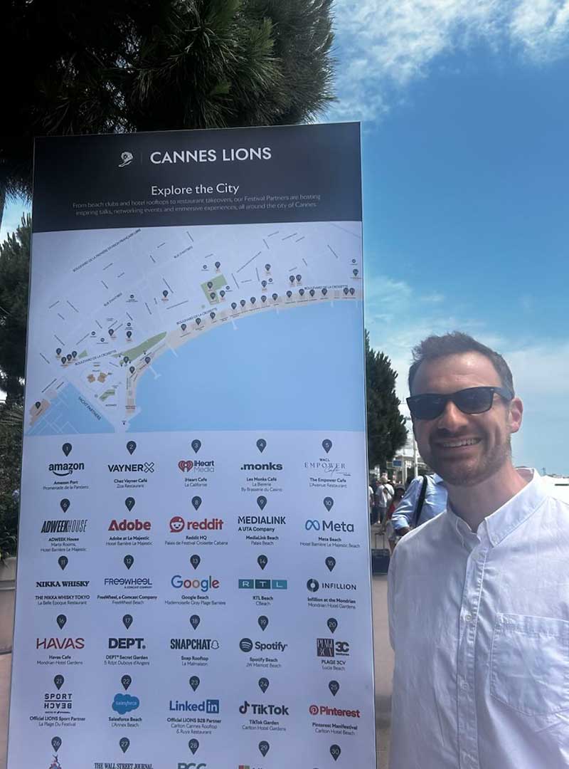 Explore the Cannes Lions event map with key sponsors and locations.